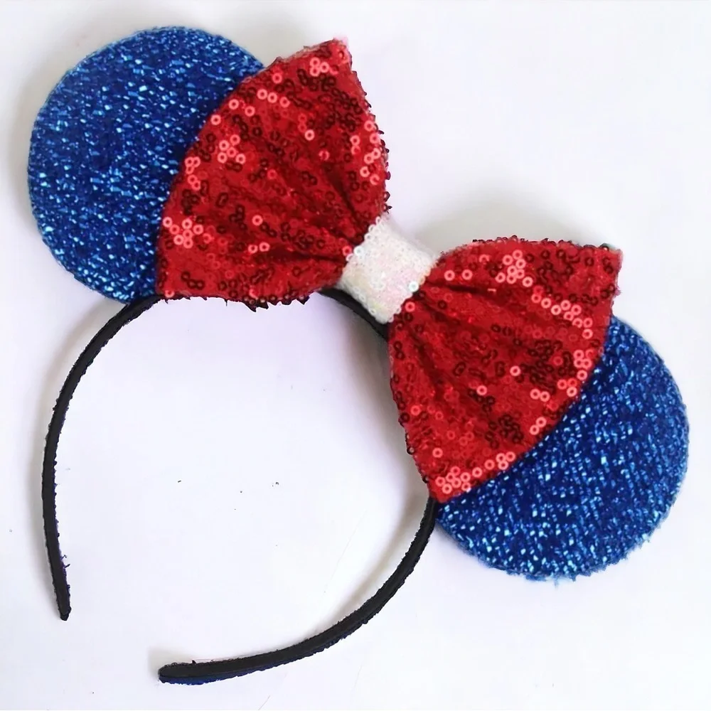 Sparkling Red White and Blue Mouse Ears with 5